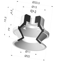 Ventosa 1.5 Fole Série PBG Ø 22MM