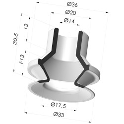 Ventosa 1.5 Fole Série PBG Ø 33,2 mm