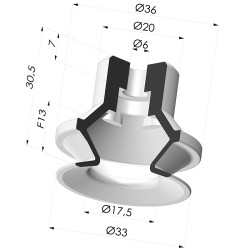 Ventosa 1.5 Fole Série PBG Ø 32MM