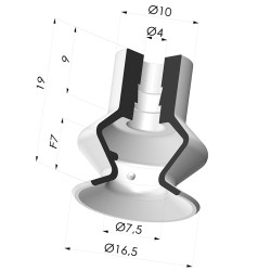 Ventosa 1.5 Fole Série 1 Ø 16,5 mm