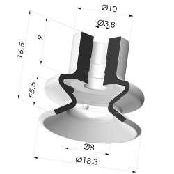 Ventosa 1.5 Fole Série 1 Ø 18MM