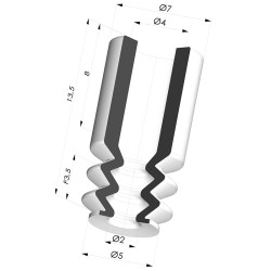 Ventosa 2.5 Fole Série 2 Ø 5,2 mm