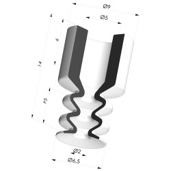 Ventosa 2.5 Fole Série 2 Ø 6,4 mm