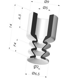 Ventosa 2.5 Fole Série 2 Ø 6,5 mm