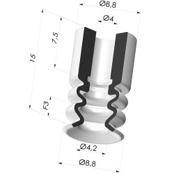 Ventosa 2.5 Fole Série 2 Ø 8,8 mm