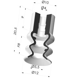 Ventosa 2.5 Fole Série 2 Ø 12MM