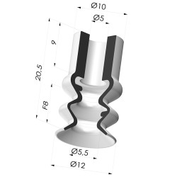 Ventosa 2.5 Fole Série 2 Ø 12MM