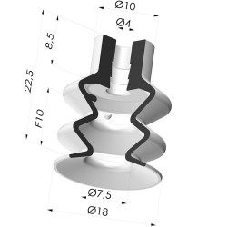 Ventosa 2.5 Fole Série 2 Ø 18MM