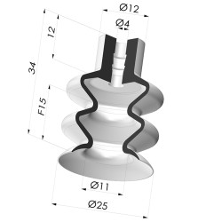 Ventosa 2.5 Fole Série 2 Ø 25MM