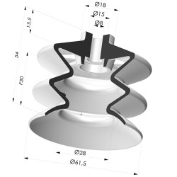 Ventosa 2.5 Fole Série 2 Ø 61,5 mm