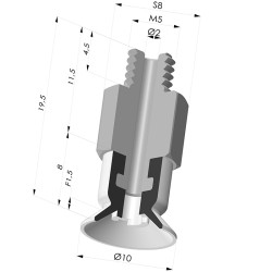 Ventosa plana Série 7SB Ø 10 mm com encaixe M5