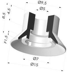 Ventosa plana Série 7SB Ø 15 mm