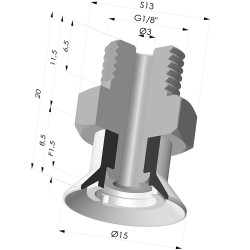 Ventosa plana Série 7SB Ø 15 mm com inserto G1/8"