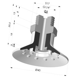 Ventosa plana Série 7SB Ø 40 mm com encaixe G1/4"
