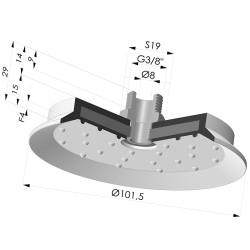 Ventosa plana Série 7SB Ø 101,5 mm com encaixe G3/8"