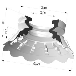 Ventosa plana, série 7FP, Ø 59,5 mm