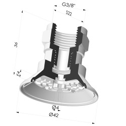 Ventosa plana Série 7R Ø 42 mm