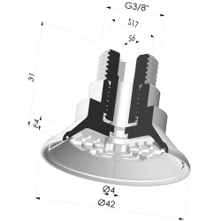 Ventosa plana Série 7R Ø 42 mm
