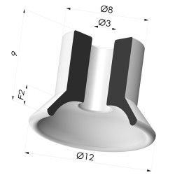 Ventosa plana Série 7 Ø 12 mm