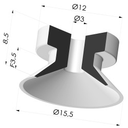Ventosa plana Série 7 Ø 15,3 mm