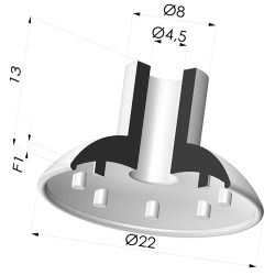 Ventosa plana Série 7 Ø 21,7 mm