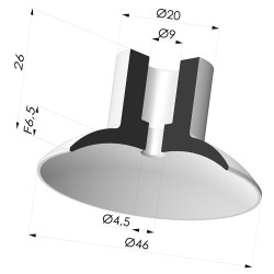 Ventosa plana Série 7 Ø 46 mm
