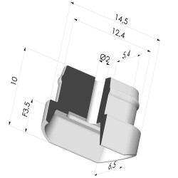 Ventosa oblonga Série 4 14x6,8 mm