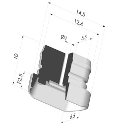Ventosa oblonga Série 4 14,4x6,9mm