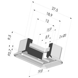 Ventosa retangular Série 4 23x20mm