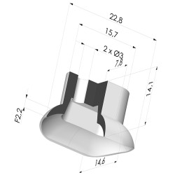 Ventosa oblonga, série 4, 22,8 x 14,6 mm