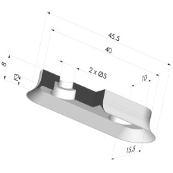 Ventosa oblonga Série 4 45,5x15,5mm