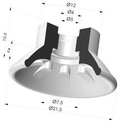 Ventosa plana, série 99, Ø 21,5 mm