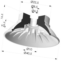 Ventosa plana, série 99, Ø 40,5 mm