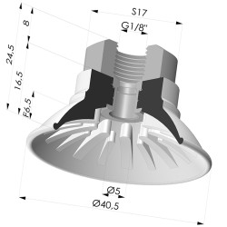 Ventosa plana série 99 Ø 40,5 mm com encaixe fêmea G1/8"