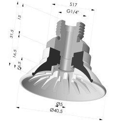 Ventosa plana série 99 Ø 40,5 mm com encaixe macho G1/4"