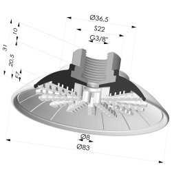 Ventosa plana série 99 Ø 82,6 mm com encaixe fêmea G3/8"