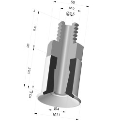 Ventosa plana Série 9 Ø 11 mm