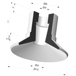 Ventosa plana Série 9 Ø 16 mm