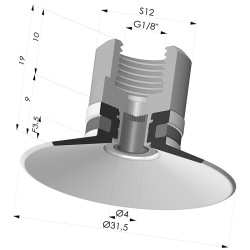 Ventosa plana Série 9 Ø 31,5 mm