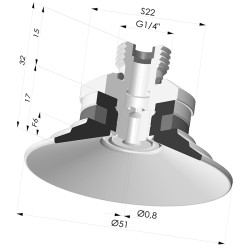 Ventosa plana Série 9 Ø 51 mm