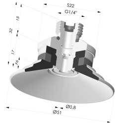 Ventosa plana Série 9 Ø 51 mm