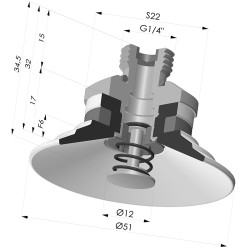 Ventosa plana Série 9 Ø 51 mm