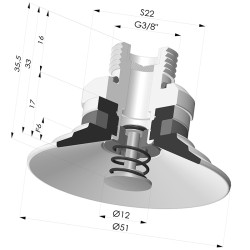 Ventosa plana Série 9 Ø 51 mm