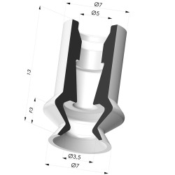 Ventosa 1.5 Fole Série 8 Ø 7MM