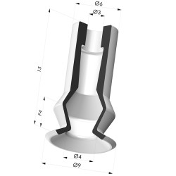Ventosa 1.5 Fole Série 8 Ø 9MM