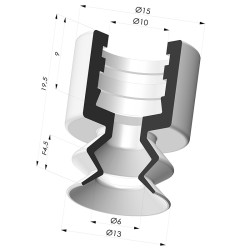 Ventosa 1.5 Fole Série 8 Ø 12,8 mm