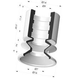 Ventouse 1.5 Soufflets Série 8 Ø 16MM