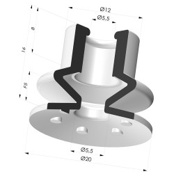Ventosa 1.5 fole série 8 Ø 19,8 mm