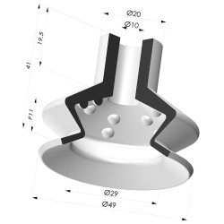 Ventosa 1.5 Fole Série 8 Ø 50MM