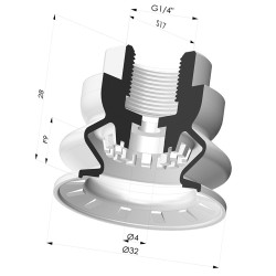Ventouse 1.5 Soufflets Série 8R Ø 32MM